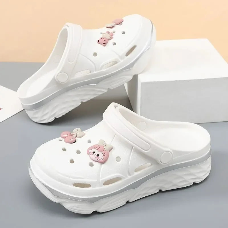 Summer Girls Thick Bottom Beach Sandals Women Bathroom Slippers Outdoor Fashion DIY EVA Garden Clogs Light Weight Slides Shoes